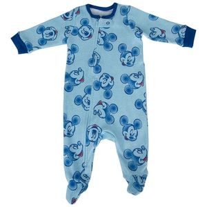 Disney Mickey Mouse Face All Over Print Infant Sleeper 6-9 Months